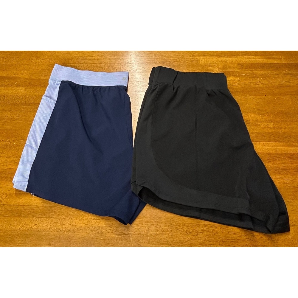 Lot of 2 Tek Gear DryTek Womens 2X Athletic Shorts Navy Blue Black Pockets